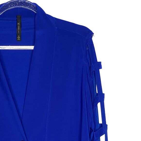 IC by Connie K Womens Size Small Blue Single Button Blazer Jacket Open Sleeves - Picture 3 of 8